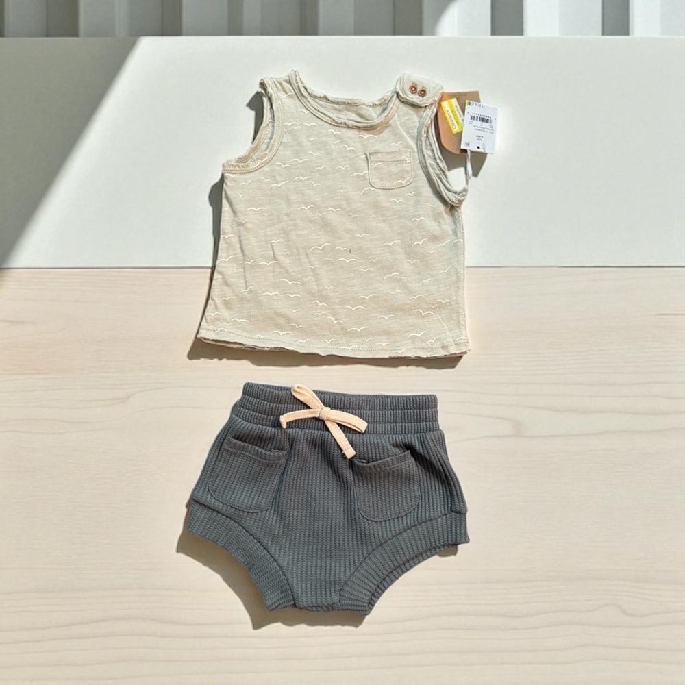 Cream and Gray Matching Diaper Covers Set